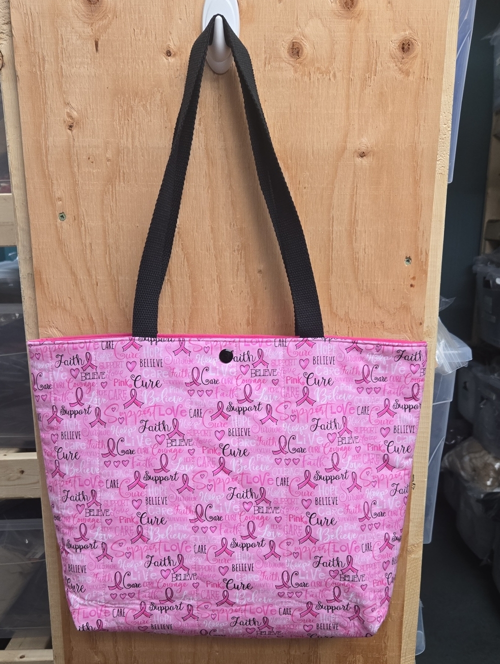 Crafty & Posh Pink Breast Cancer Themed Quilted Everyday Tote Bag